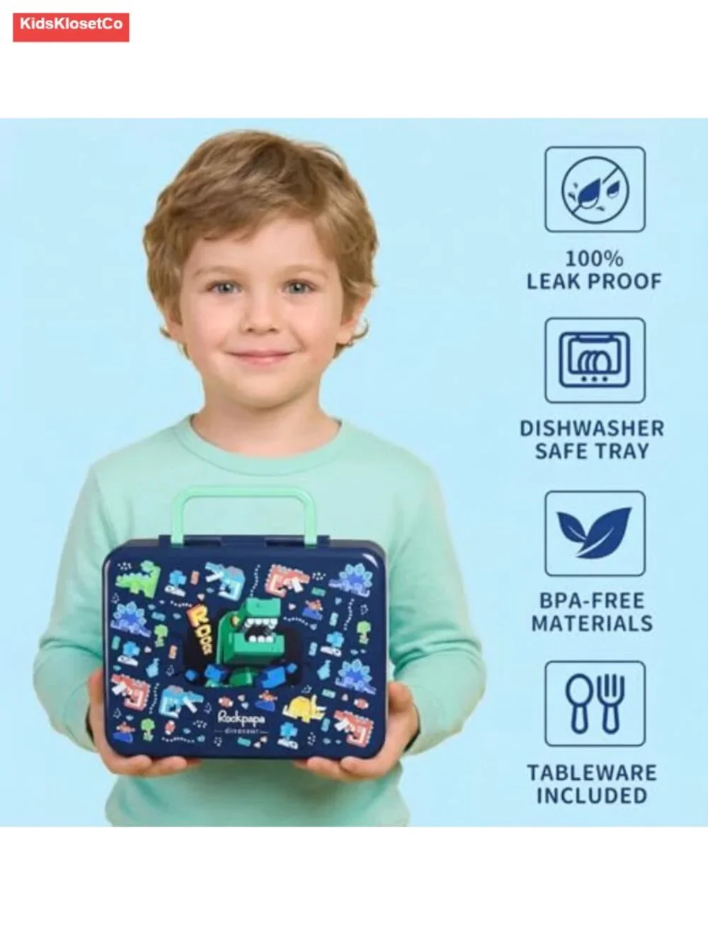 Kids Lunch Bento Box with Ice Pack, 5 Compartments, Leak Proof, BPA-Free,